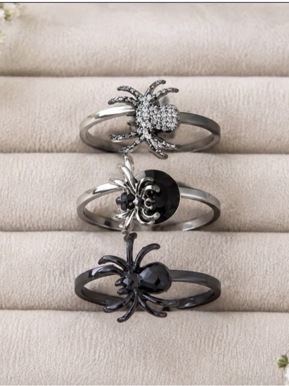 paparazzi Black and Silver Spider Ring Set for Kids set of 3